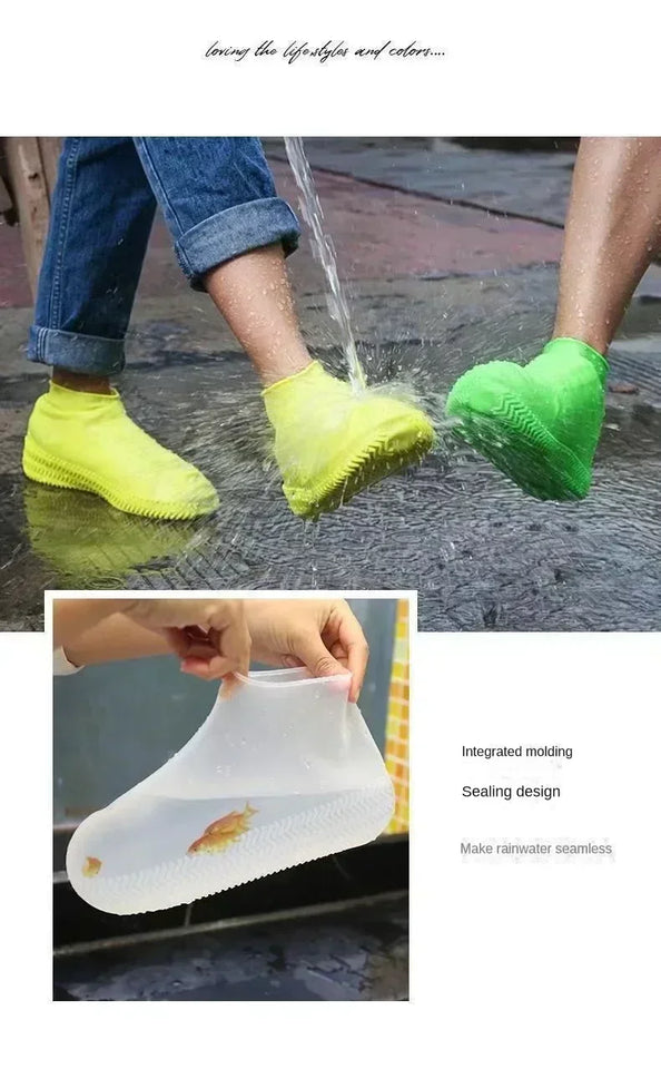 New 1 Pair Waterproof Non-slip Silicone High Elastic Wear-resistant Unisex Rain Boots for Outdoor Rainy Day Reusable Shoe Cover