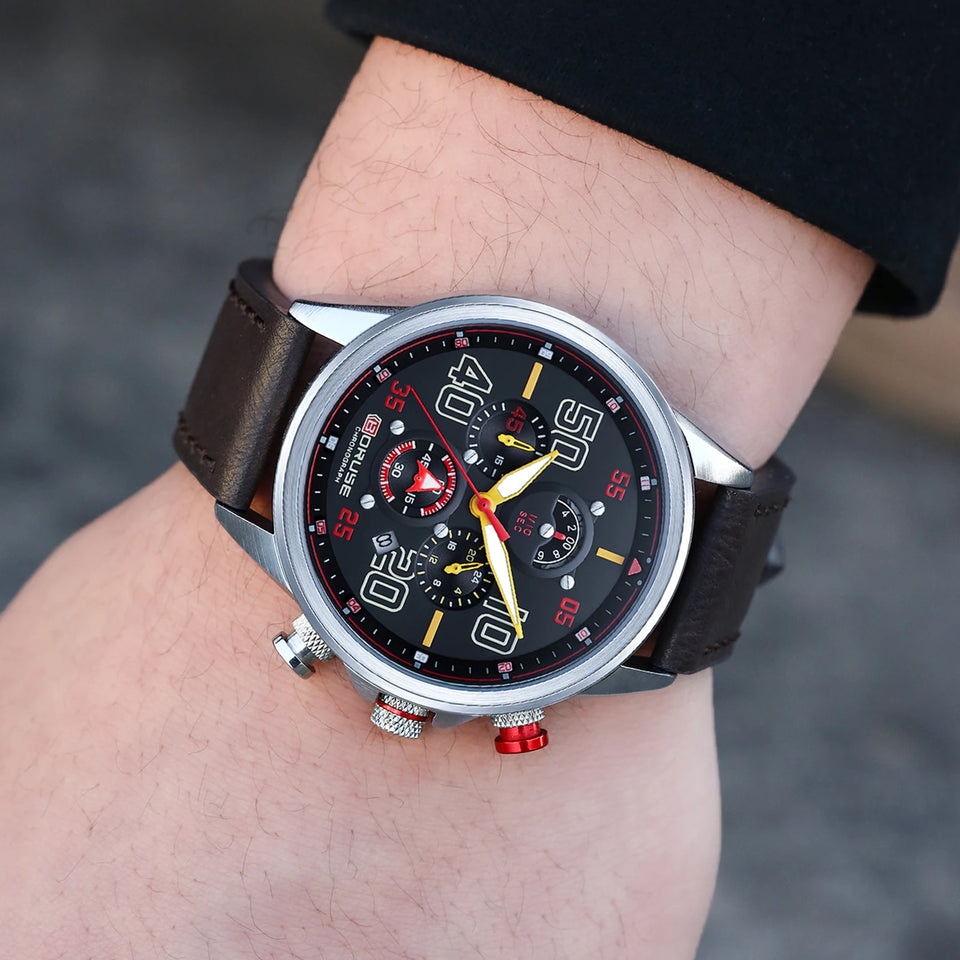 BORUSE Fashion Mens Sports Watches Luxury Men Business Wrist Watch Leather Quartz Watch Waterproof Luminous Male Clock With Box