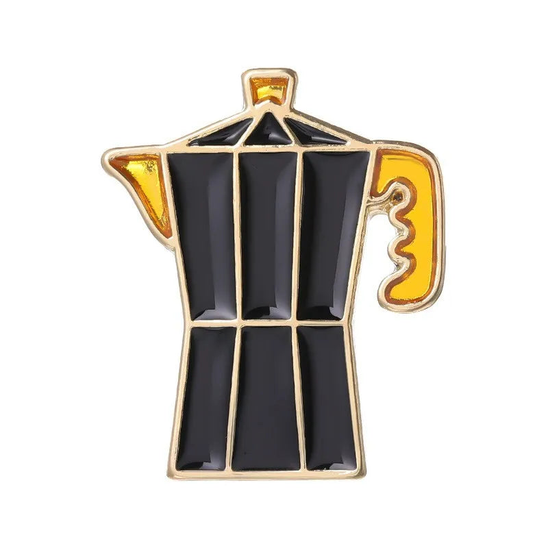 Coffee Collection Enamel Pin for Barista Vintage Rose Tea Latte Americano Brooches Coffee Machine Mini Coffee Bean Badge Jewelry