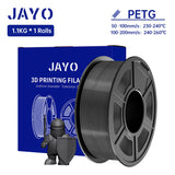 JAYO PETG/PETG Clear 3D Printer Filament 1.75 ±0.02mm 1.1kg/roll High Toughness Neatly Wound Filament Fit Most FDM Printer