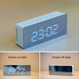 Electronic Mirror LED  Digital Alarm Clock, Temperature Date Display Mini Table Clock for Bedroom Home Office Teens Kids