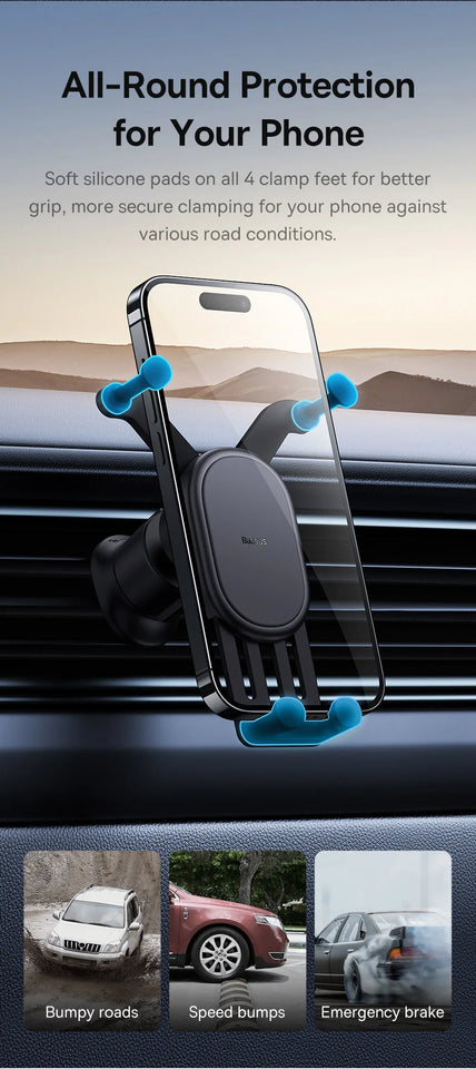 Baseus Car Phone Holder for iPhone Xiaomi Samsung Car Phone Stand Car Mount with Hook Clip Auto Locking Easy Install