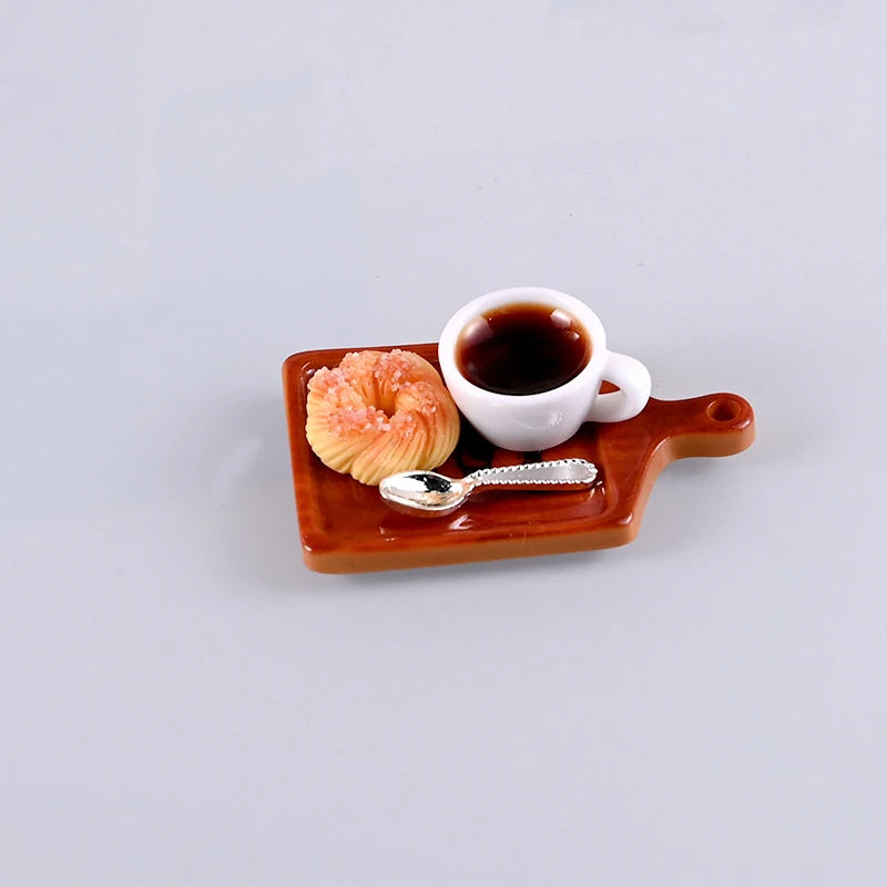 6pcs/ Set 1:12 Kitchen Toy Decoration Miniature Resin Coffee Cup Model Simulates Food And Beverage Home Tableware Decoration