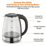 2L Glass Electric Kettle (67.6oz) – 1000W Fast Boiling with Anti-Dry Burn Tech for Kitchen & Dining