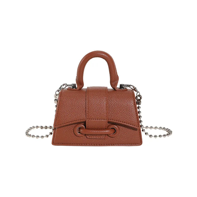 Women Mini Handbag Korean Style Chic Solid Texture Chain Crossbody Bag Ladies Summer High-Grade New Lipstick Commuter Bags
