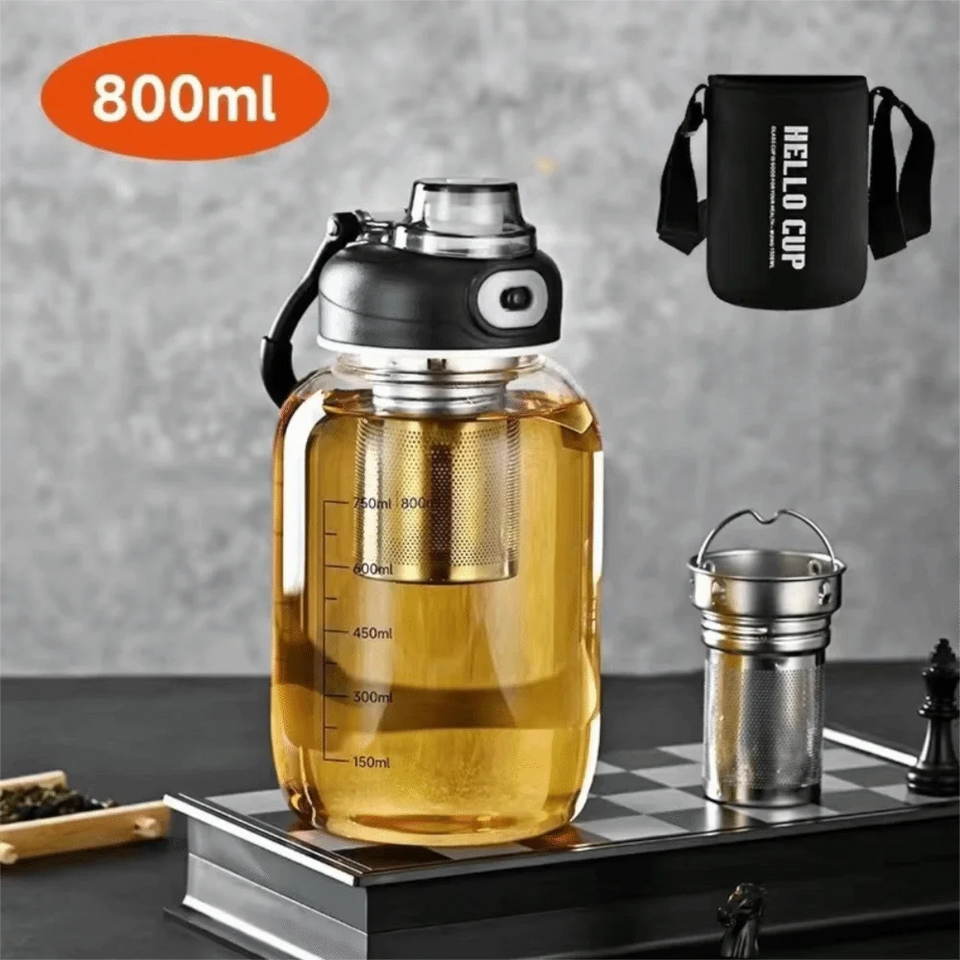 Tea Separation Glass Tea Cup Double Drinking with Handle Water Cup Large Capacity High Temperature Resistant Portable Kettle