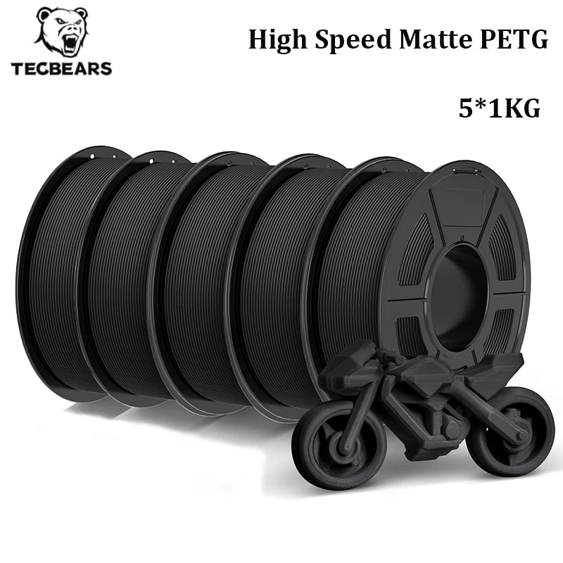 TECBEARS High Speed Matte PETG 3D Filament 1.75mm 5KG petg 600mm/s  Neatly Wound Multi Color FDM 3D Printer Materials DIY Gift