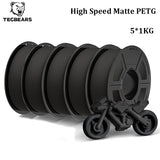 TECBEARS High Speed Matte PETG 3D Filament 1.75mm 5KG petg 600mm/s  Neatly Wound Multi Color FDM 3D Printer Materials DIY Gift