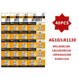 AG10 LR1130 1.55V Button Batteries (4-100PCS) - Alkaline Coin Cell for Watches,Calculators,Lasers, Toys - LR54 L1131 SR1130 389A