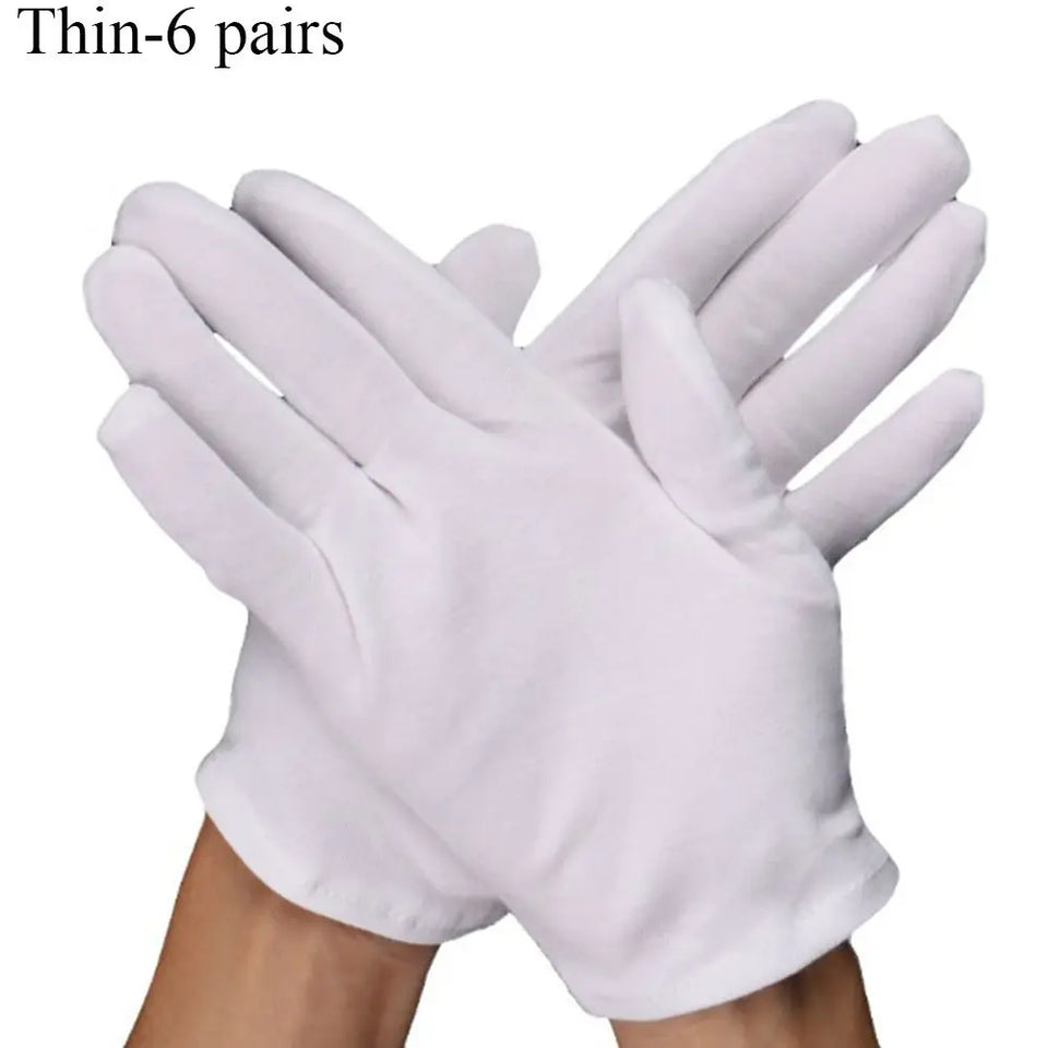 New 1/6/12 Pairs Wenvian Quality Inspection Gloves of Medium Thick Label of Work Cotton Thick White Work Safe Cotton Man Woman
