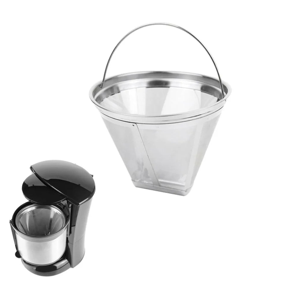 304 Stainless Steel Cafe Drip Coffee Machine Filter Fine Mesh Reusable Coffee Powder Basket with Foldable Handle Tea Strainer