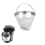 304 Stainless Steel Cafe Drip Coffee Machine Filter Fine Mesh Reusable Coffee Powder Basket with Foldable Handle Tea Strainer