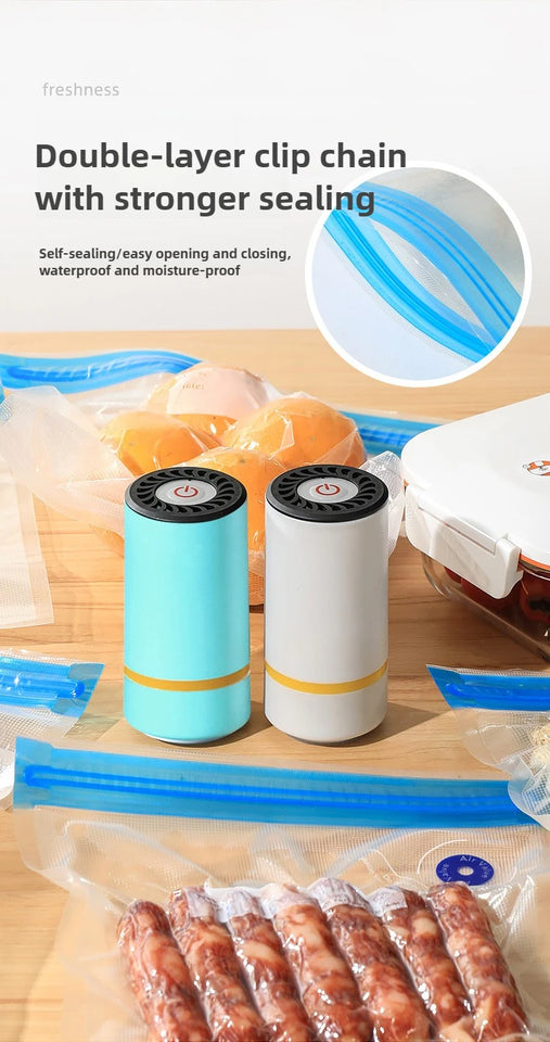 Electric Air Pump for Vacuum Bags Portable USB Mini Vacuum Sealer Rechargeable Food Vacuum Packaging Sealing Machine for Home