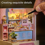 Coffee Shop Wooden Mini Doll House DIY Small House Kit Making And Assembling Room Models Toys For Kid Birthday Gifts Dollhouse
