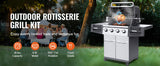 SucceBuy Universal Grill Rotisserie Kit for Grills, Electric BBQ Grill with 9W Motor Stainless Steel Automatic Grilling Kit