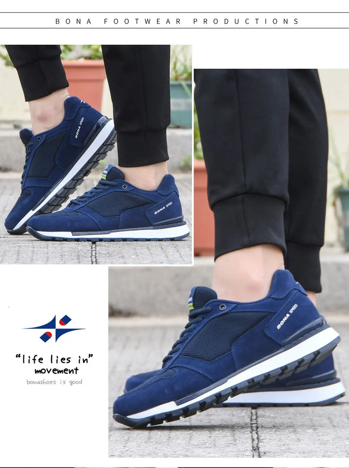 BONA 2022 New Designers Suede Casual Shoes Men Sneakers Outdoor Walking Shoes Man Comfortable Shoes Walking Footwear Mansculino