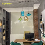 Modern Restaurant Chandelier Light Blown Colorful Glass  Lampshade Glass Ceiling Hanging Lamps Living Room Coffee Room Office