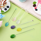 6pcs Glass Spoons Long Handle Transparent For Coffee Tea Honey Dessert Mixing Drinks Cooking Baking Stirring Sticks Tableware