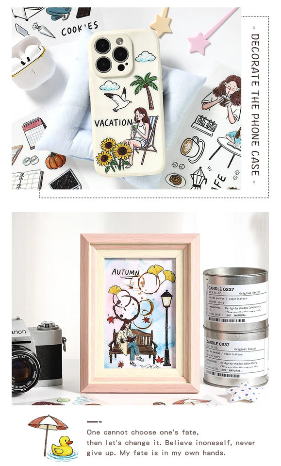 JIANWU Good Collection Book Series Vintage Life Character Landscape Material Collage PET Sticker Creative DIY Journal Stationery