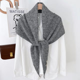 Korean Knitted Wool Triangle Scarf Solid Knitted Shawl Autumn Winter Scarf Women Neck Protection Neckerchief Triangle Scarf