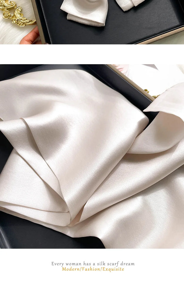 Fashion Design 100% Real Silk Skinny Scarves Handle Bag Ribbons Foulard Tie Hair Band Neckerchief Print Headbands For Women