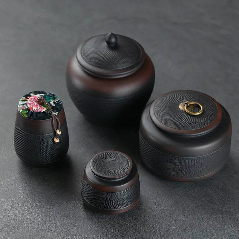 tea organizer Porcelain Purple pottery tea can Sealed moisture-proof jar ceramic purple clay awaken tea jar Pu erh storage jars