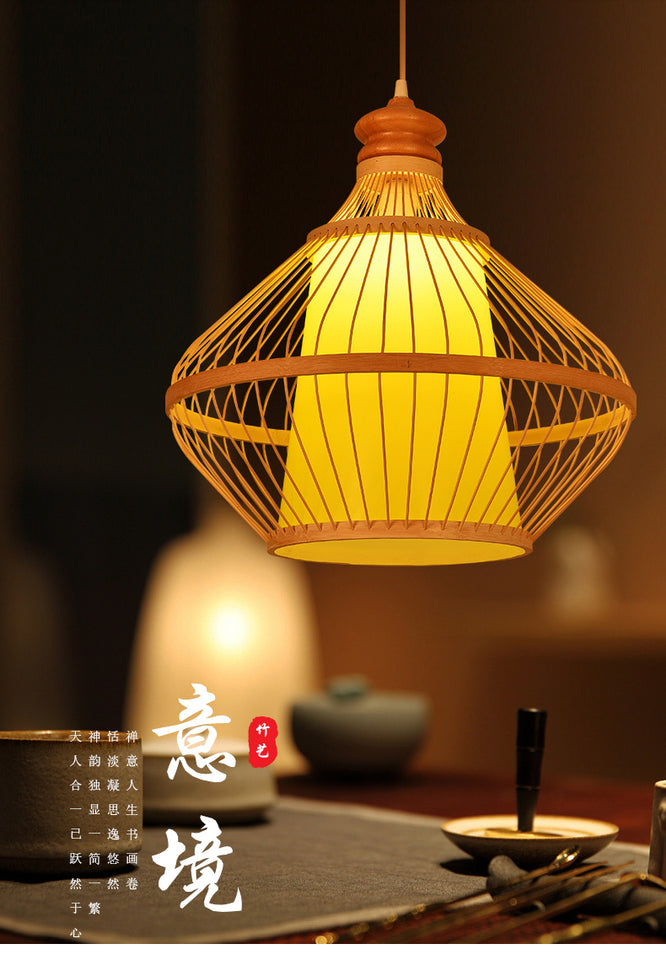 Bamboo Artwork Chandelier Lantern Tea Room Restaurant Restaurant Hot Pot Restaurant Japanese Style Retro Zen