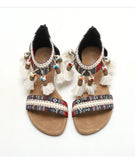 Summer New Women's Sandals Rome Bohemian Flow Su Flat Heel Soft Bottom Comfortable Anti slip Outerwear Tourist Vacation