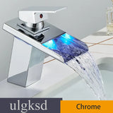 Black LED Bathroom Basin Faucet Temperature Induction Change Color Hot Cold Water Mixer Taps with Battery Box Deck Installation