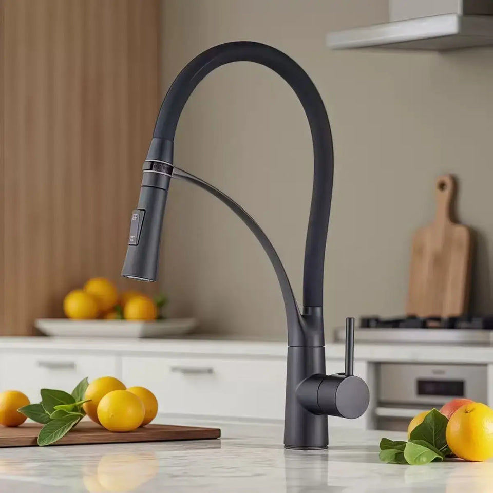 Matte Black Kitchen Sink Faucet Pull Down Swivel Spout Kitchen Sink Tap Deck Mounted Bathroom Hot and Cold Water Mixers