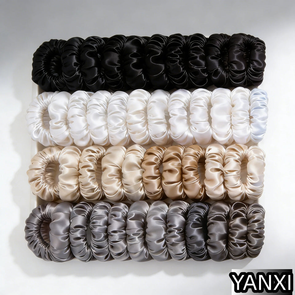 1/30/60/100pcs bulk satin scrunchies 100colors  women small 6.5cm headwear hair ties accessories casual cute black coffee