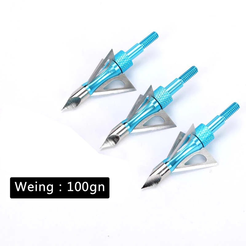 3pcs Hunting Broadhead 100gn-150gn ArrowHead Arrows Points for Compound Recurve Traditional Bow Crossbow Hunting Archery Outdoor