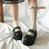 Hollow Rivet Belt Buckle Pumps Solid Black Shallow Wedges Heel Women Pumps Fashion Casual 2025 New Arrivals Spring/autumn Pumps