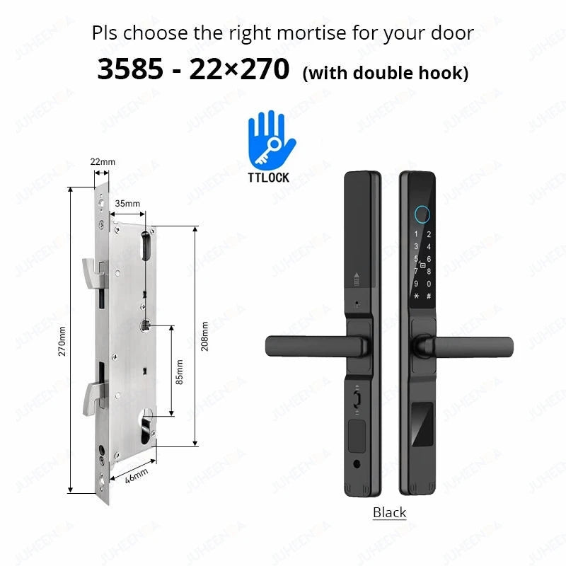 TTLock APP Waterproof Fingerprint Password Smart Lock For Outdoor Pull Push Sliding Aluminum Door 2885/ 3585/ 4585 /6085 Mortise