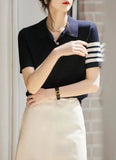 Korean Style Sweater Women's Summer New Youthful Vitality Age-reducing Polo Neck Fashionable Slimming Base Sweater Summer
