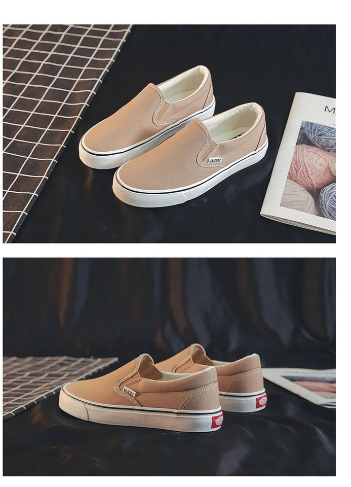Canvas Shoes Women Couple Slip on Flat Comfortable Casual Shoes Fashion Platform Ladies Vulcanized Shoes Zapatillas Mujer 2025