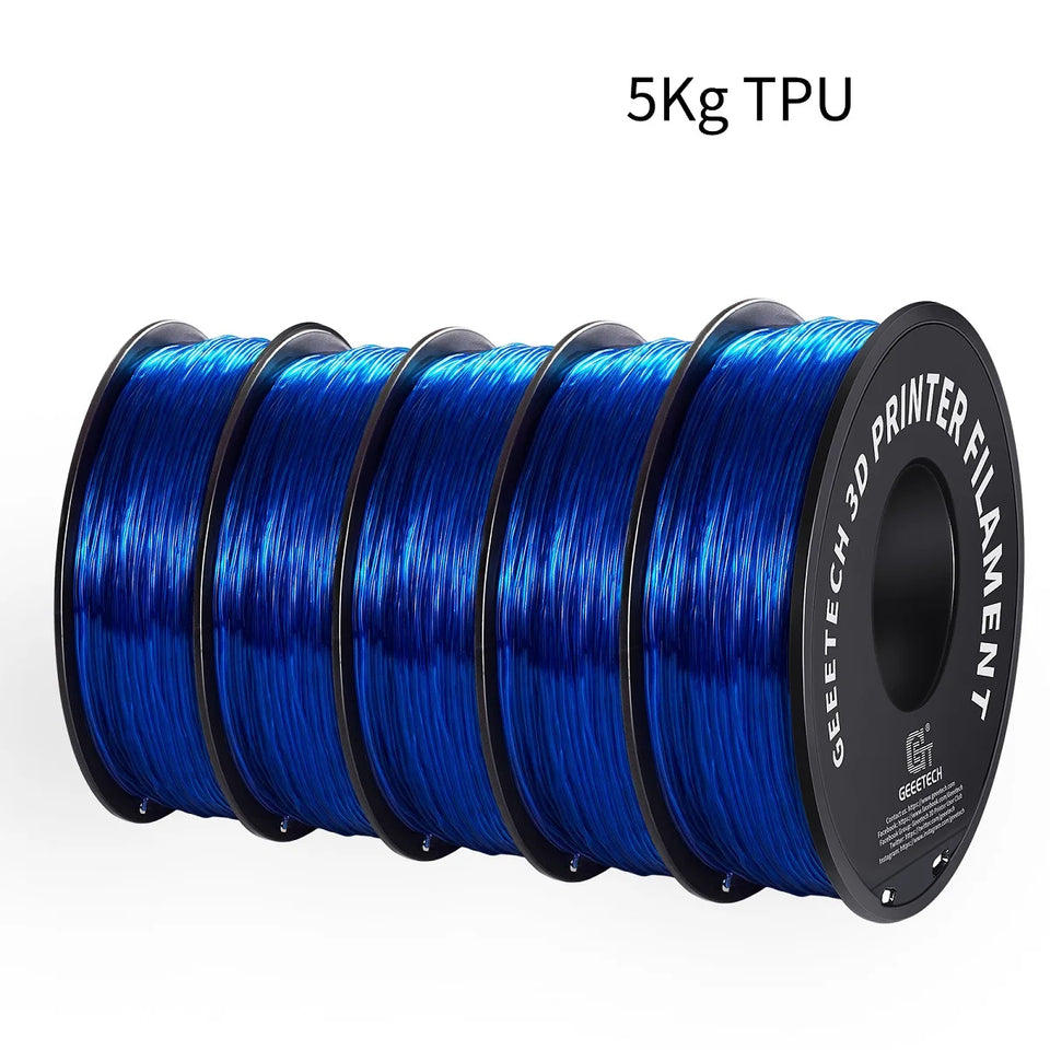 GEEETECH 5Rolls 3D TPU Flexible Filament TPU material 1.75mm Plastic Vacuum Packaging, Non-Toxic High Quality Safe,fast ship