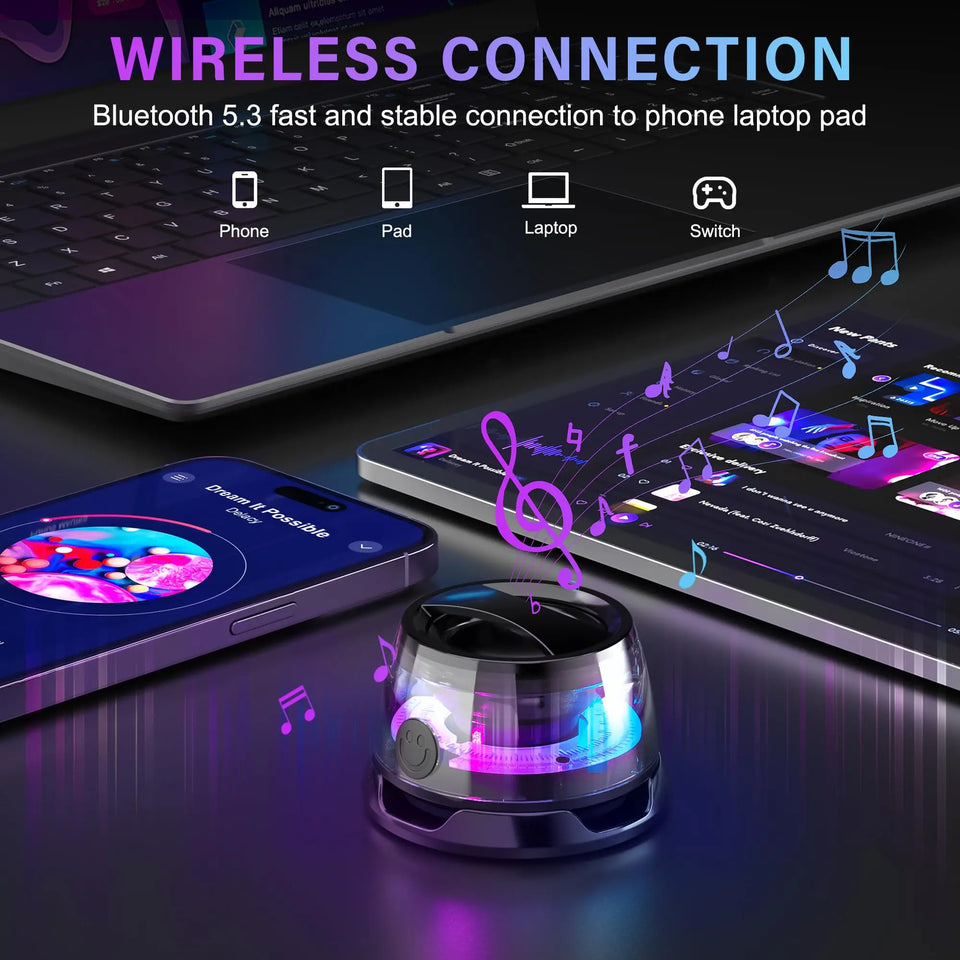Magnetic Bluetooth Speaker BT5.3 Wireless Stereo Portable Mini Outdoor Speaker G200 RGB Light Magnetic Phone Stand for ios/Andro