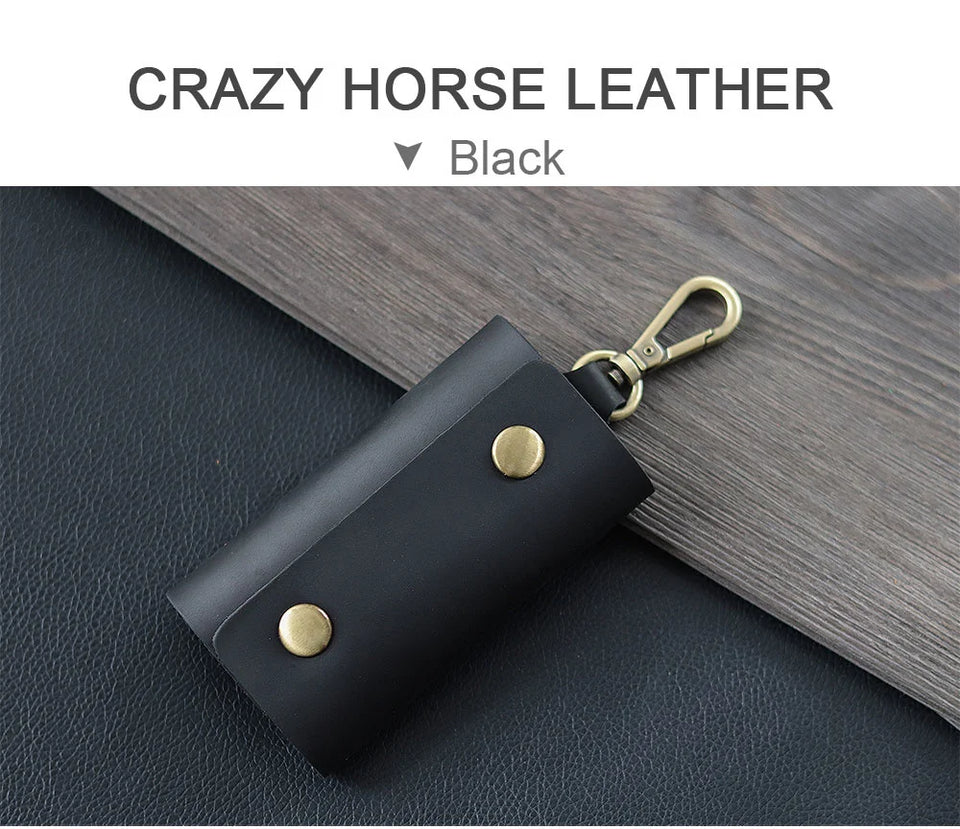 100 % Genuine leather   Multi-function Key Bag High Quality Crazy Horse leather Key Pouch Unisex Leather Business Gift