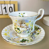 Ceramic Cup and Saucer Spring Summer Autumn Winter Coffee Cup Saucer Dinner Plate Dim Pot Black Teacup European Bone China Mug