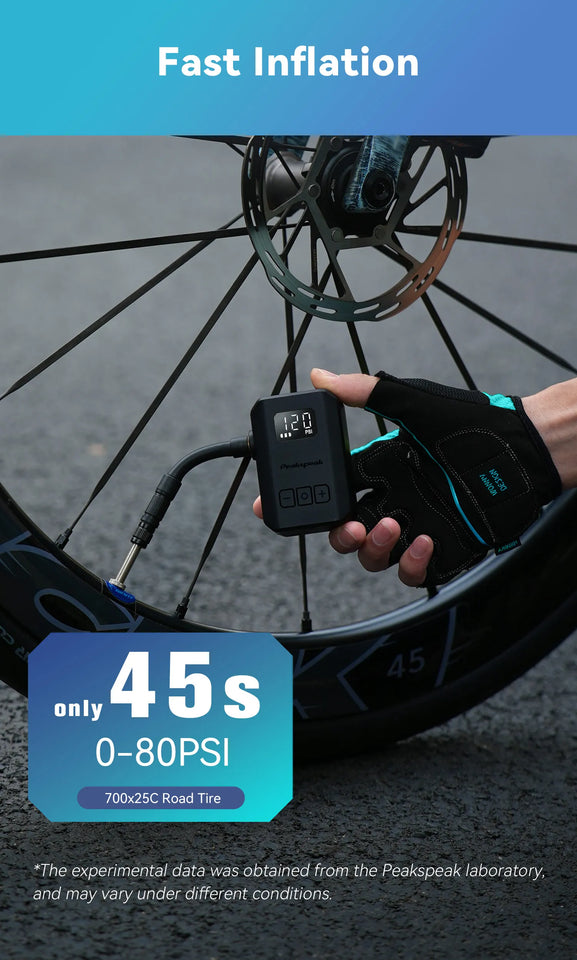 [2026 NEW] Peakspeak AS260PRO Electric Mini Bike Pump 600mAh Battery 120PSI Max Bike Cordless Tire Inflator with LED Display