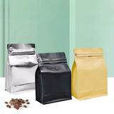 StoBag 50pcs 250g Coffee Beans Packaging Bag with Valve Aluminum Foil Heat Sealing for Powder Tea Nuts Storage Reusable Pouch