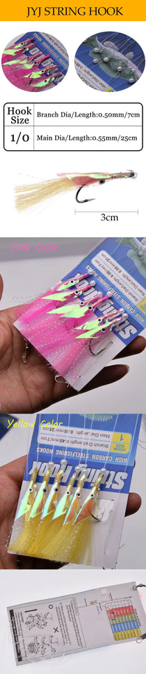 JYJ pack artificial laser fish skin Spanish mackerel hook,fishing sabiki rig string hook for sea fishing