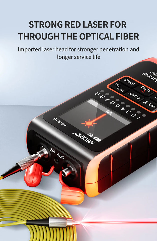 NOYAFA NF-916 4 In 1 Optical Fiber Tester Optical Power Meter VFL REF FC SC ST Visual Fault Locator LCD Display Network Tools