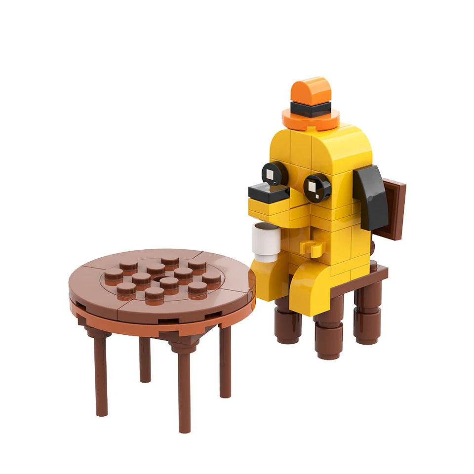MOC This is Fine Dog Animal Dog Building Blocks Cartoon Creative Animal Bricks Animation Creative Ornament Toys Children's Gifts