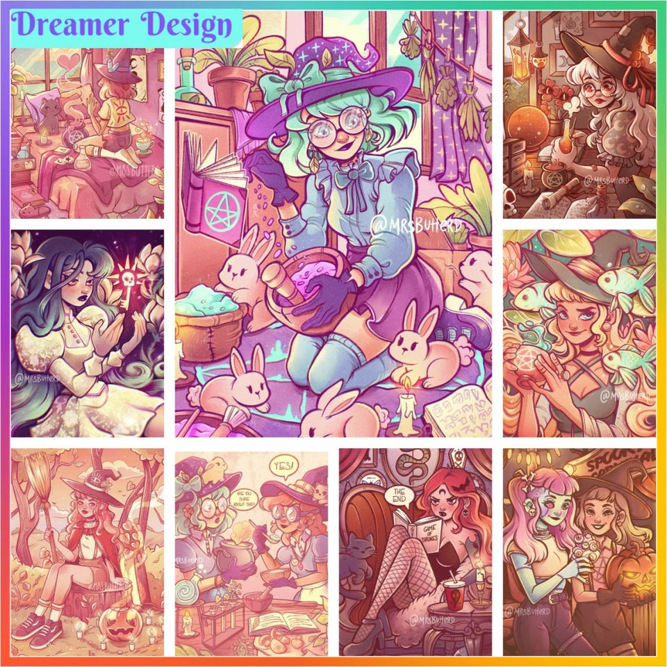 Magic Witch Girl Diamond Painting 5D DIY Art Mosaic Embroidery Bathroom Decor Cross Stitch New Arrivals Adult Gift Offers Large