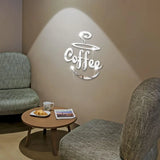 New Creative Acrylic Mirror Coffee Cup Wall Paste Living Room Bedroom Background Wall Decoration Self-adhesive Mirror