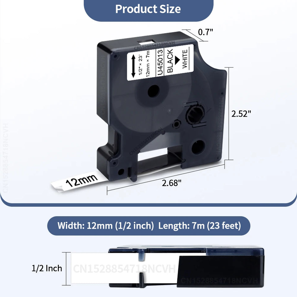 3~6PK Dymo D1 Label Tape 45013 for Dymo Label Maker Refill Black on White Compatible for DYMO LabelManager 160 280 Label Printer