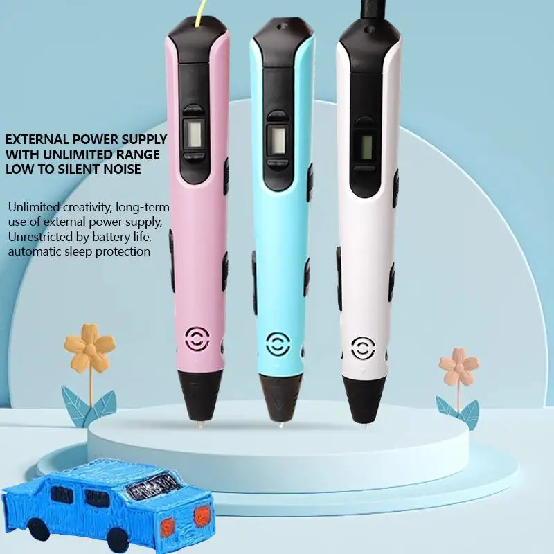 New 3D Printing Pen LCD Display Screen 1.75mm ABS/PLA 0.7mm Diameter Material Kids DIY Drawing Pen Christmas Birthday Gifts