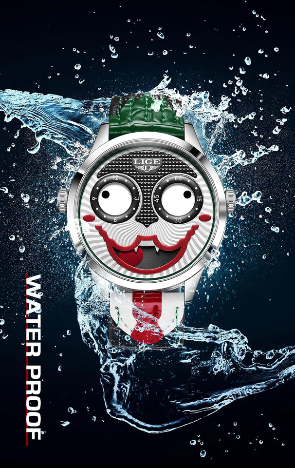 LIGE 2025 TOP Men's Watches Quartz Clown Dial Watches Unique Strange Fashion Cool Watch Waterproof watches for men reloj hommes
